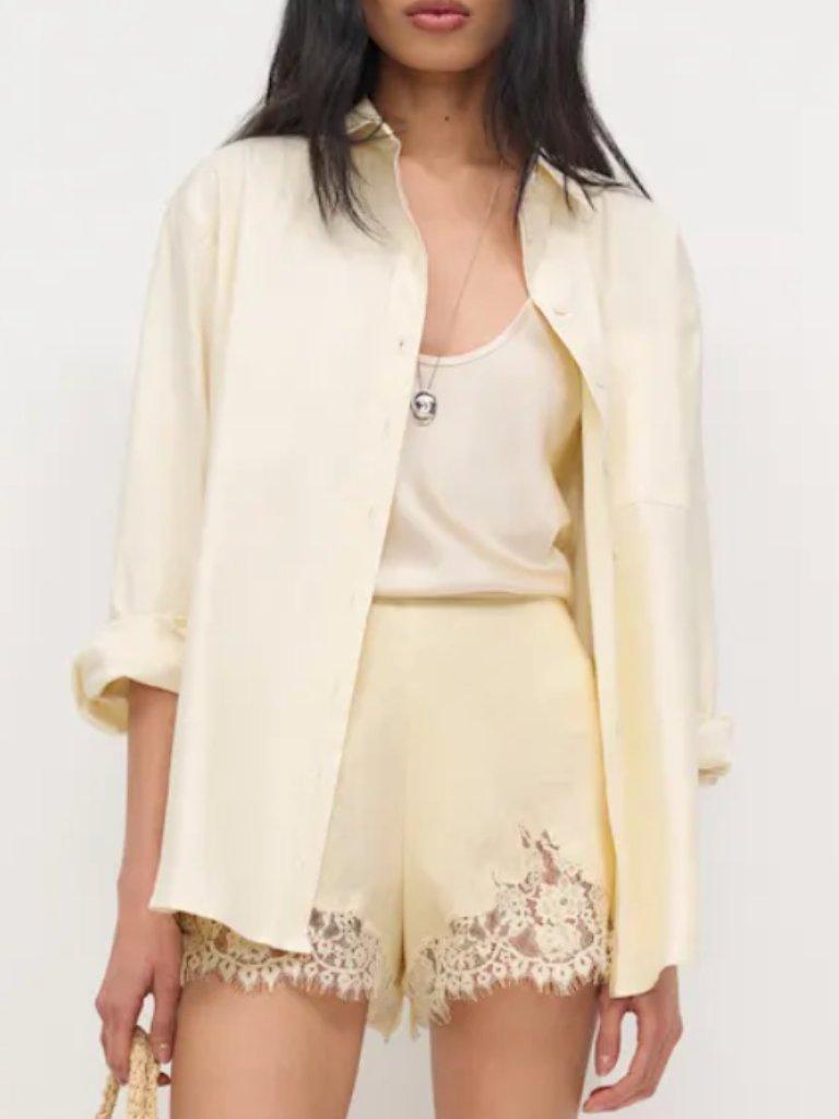 Best Reformation Fern Linen Short Small Sugar Cream Lace French Causal
